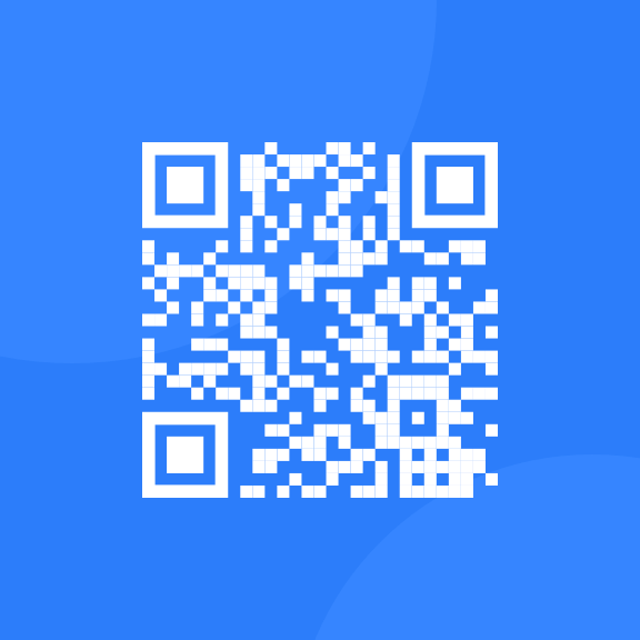 a white qr code on a light blue background